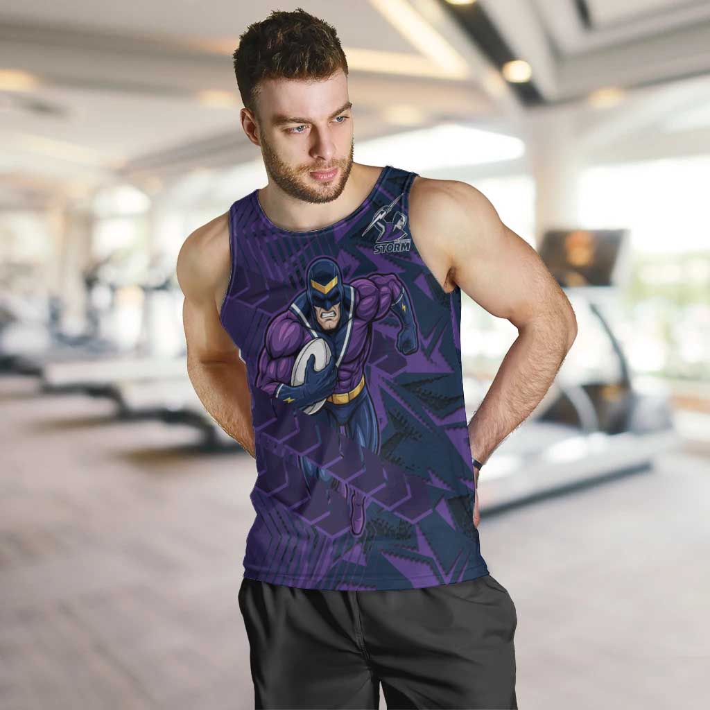 Melbourne Storm Rugby Men Tank Top Fierce Mascot Geometric Tribal Art