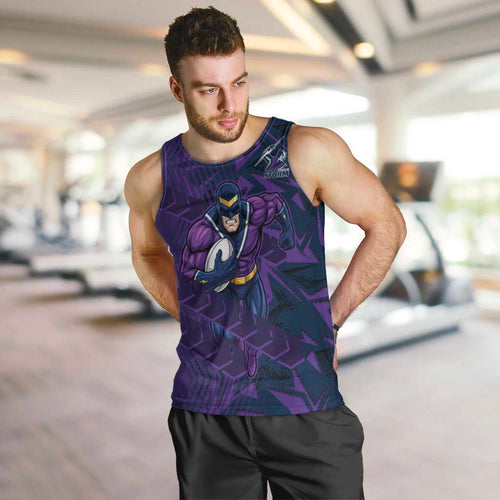 Melbourne Storm Rugby Men Tank Top Fierce Mascot Geometric Tribal Art
