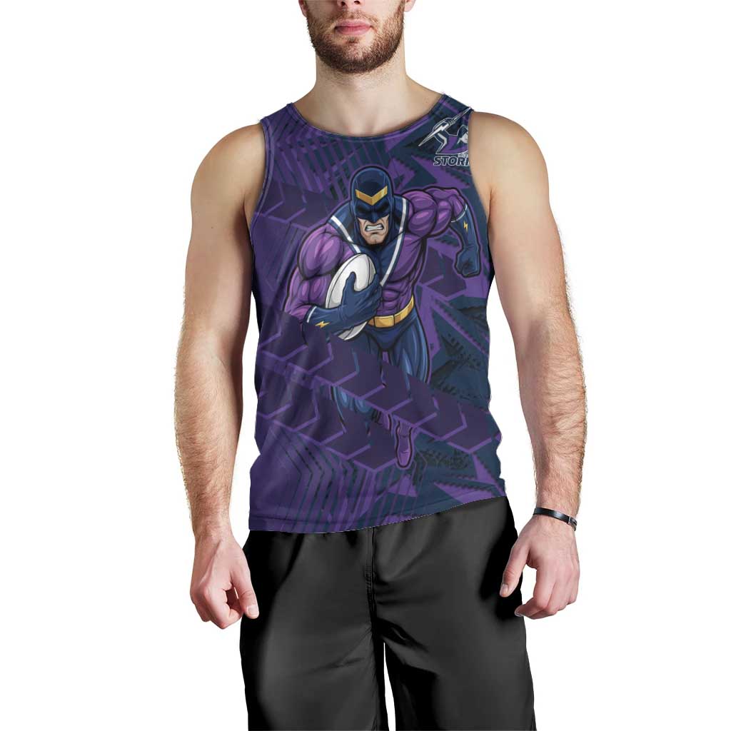 Melbourne Storm Rugby Men Tank Top Fierce Mascot Geometric Tribal Art