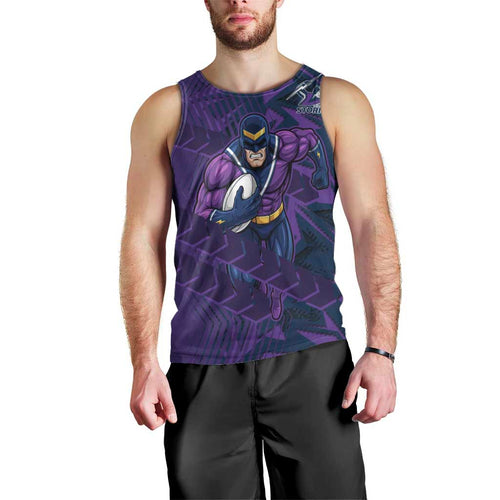 Melbourne Storm Rugby Men Tank Top Fierce Mascot Geometric Tribal Art