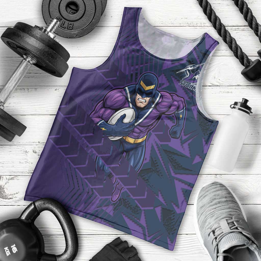 Melbourne Storm Rugby Men Tank Top Fierce Mascot Geometric Tribal Art