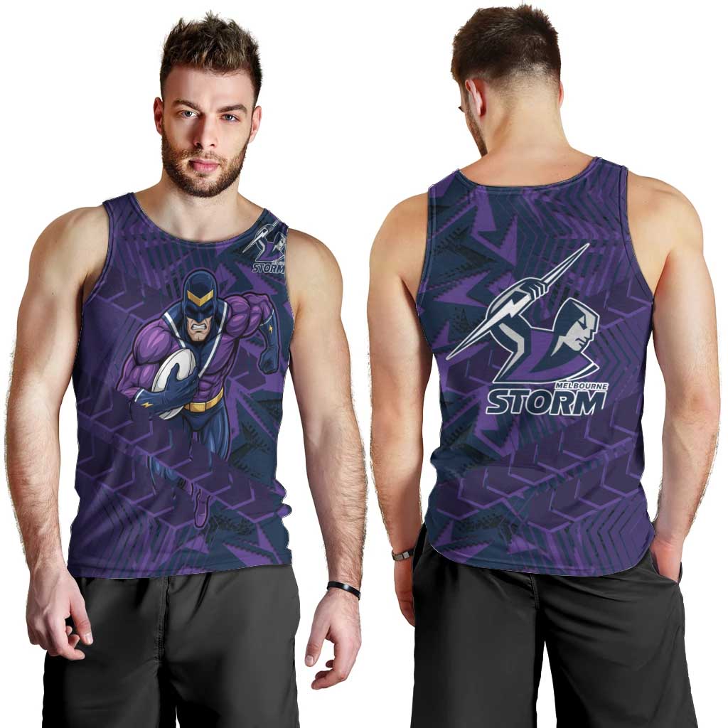 Melbourne Storm Rugby Men Tank Top Fierce Mascot Geometric Tribal Art