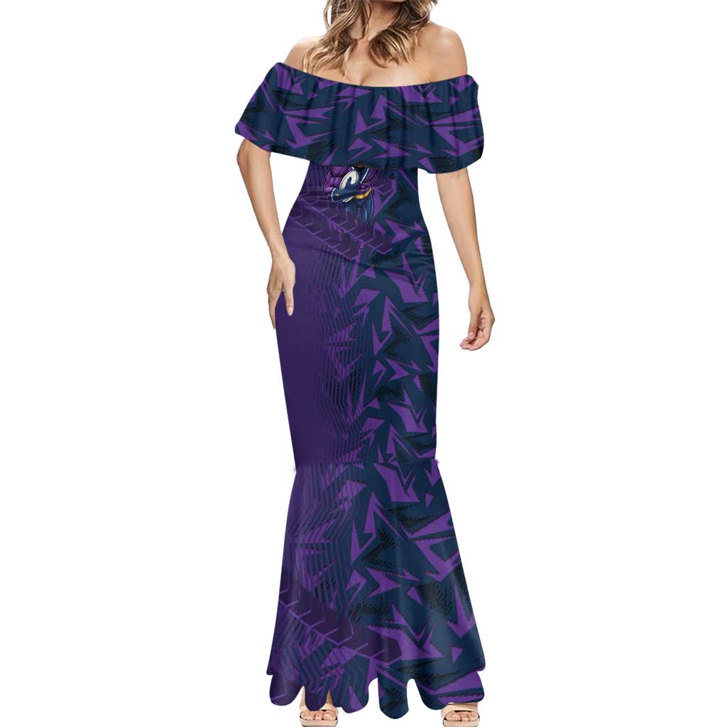 Melbourne Storm Rugby Mermaid Dress Fierce Mascot Geometric Tribal Art