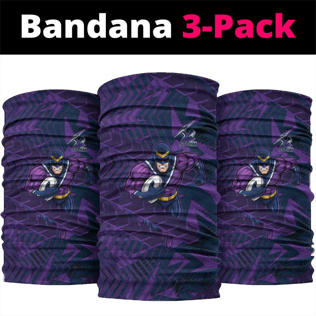Melbourne Storm Rugby Neck Gaiter Fierce Mascot Geometric Tribal Art