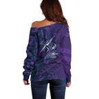 Melbourne Storm Rugby Off Shoulder Sweater Fierce Mascot Geometric Tribal Art