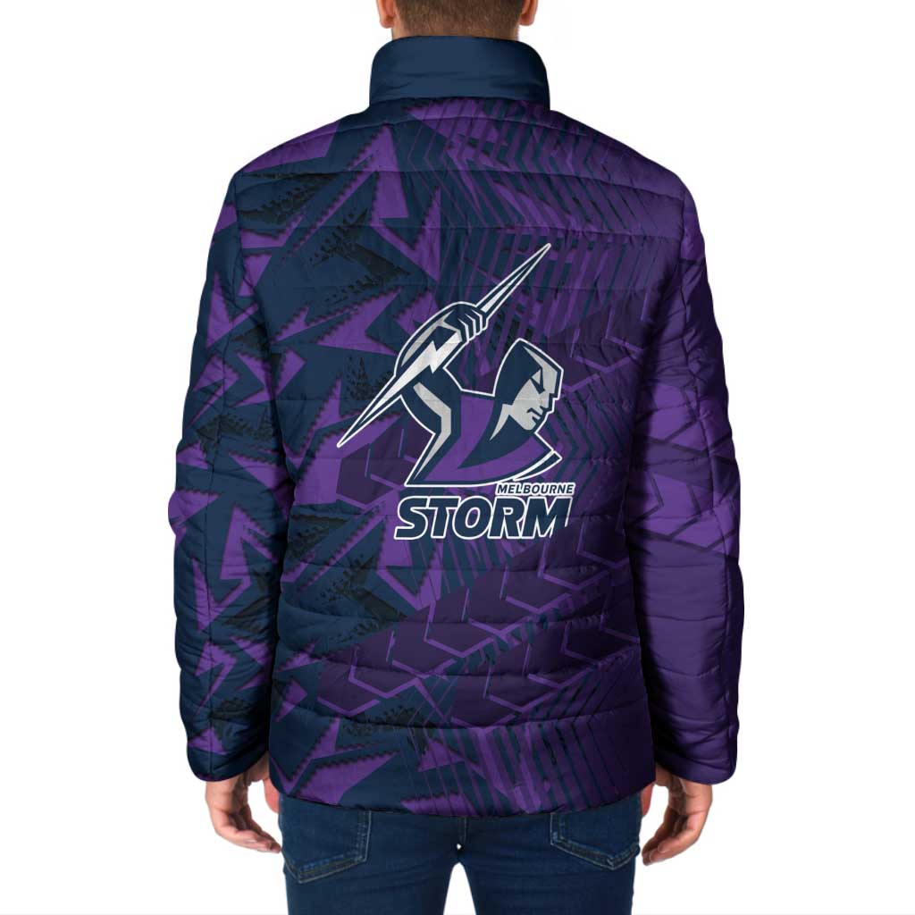 Melbourne Storm Rugby Padded Jacket Fierce Mascot Geometric Tribal Art