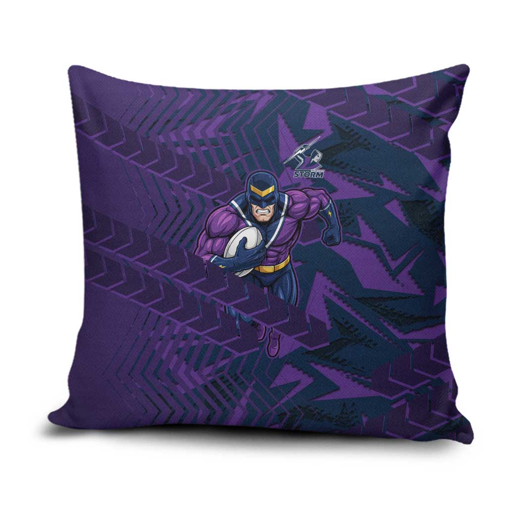 Melbourne Storm Rugby Pillow Cover Fierce Mascot Geometric Tribal Art