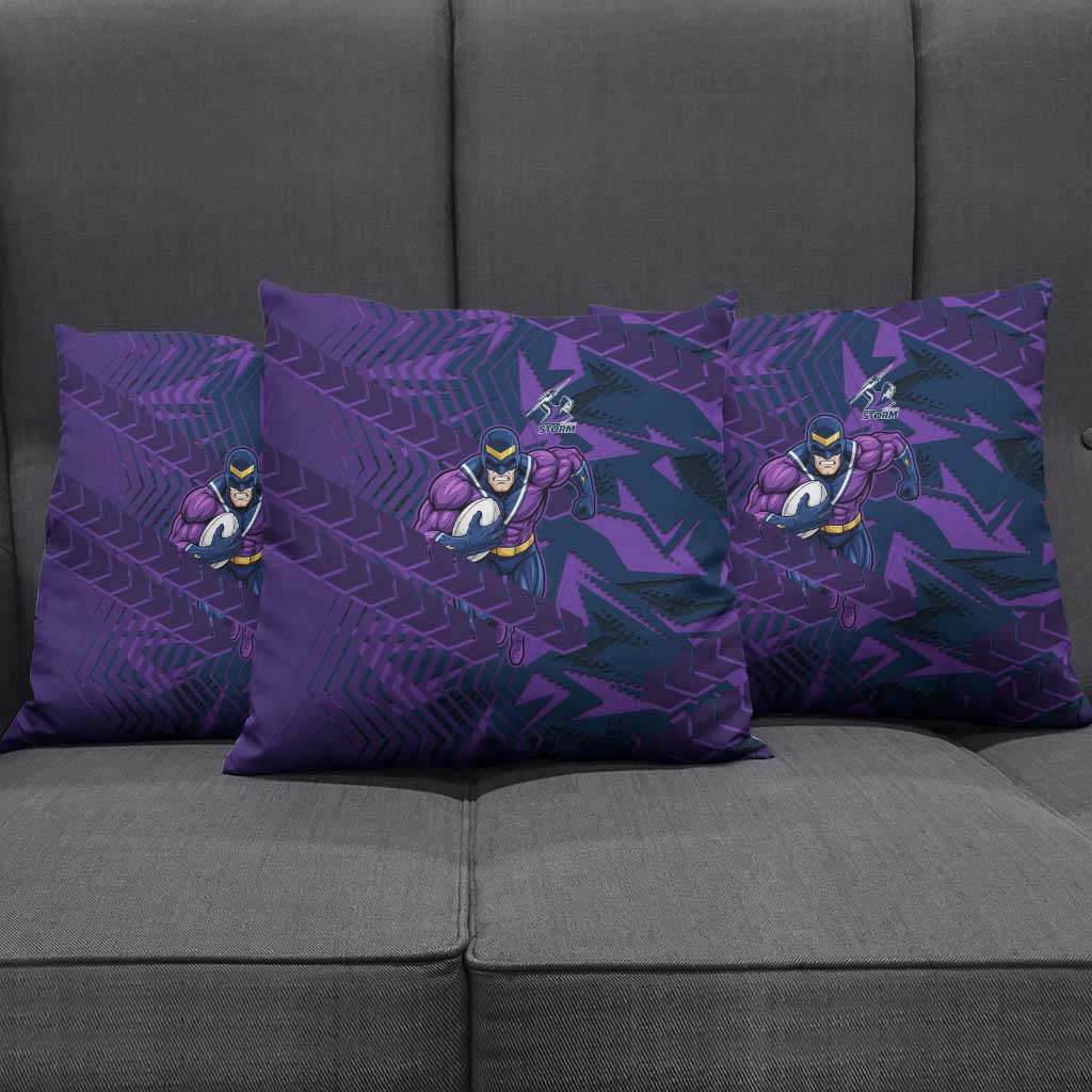 Melbourne Storm Rugby Pillow Cover Fierce Mascot Geometric Tribal Art