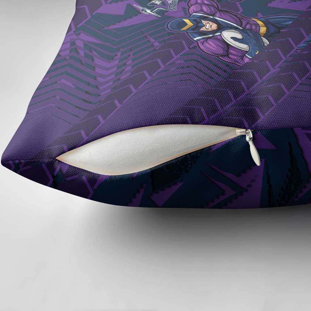 Melbourne Storm Rugby Pillow Cover Fierce Mascot Geometric Tribal Art