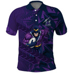 Melbourne Storm Rugby Polo Shirt Fierce Mascot Geometric Tribal Art