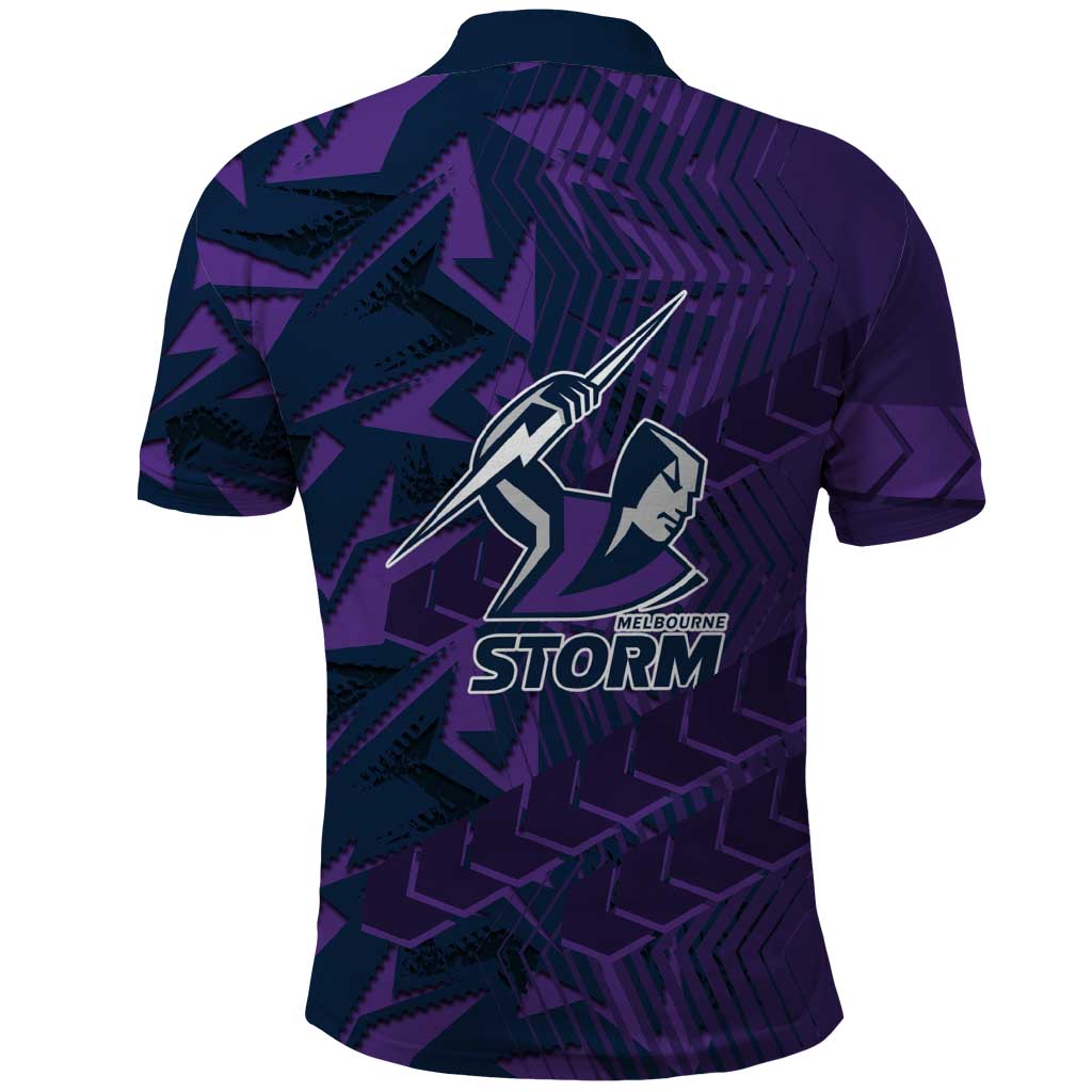 Melbourne Storm Rugby Polo Shirt Fierce Mascot Geometric Tribal Art