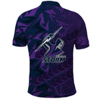 Melbourne Storm Rugby Polo Shirt Fierce Mascot Geometric Tribal Art