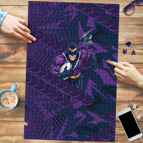 Melbourne Storm Rugby Puzzle Fierce Mascot Geometric Tribal Art