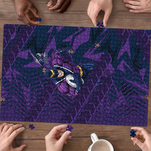 Melbourne Storm Rugby Puzzle Fierce Mascot Geometric Tribal Art