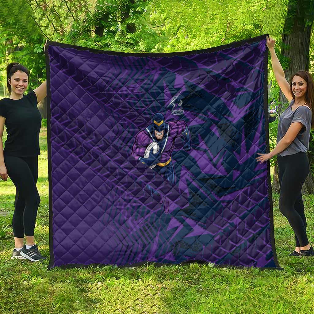 Melbourne Storm Rugby Quilt Fierce Mascot Geometric Tribal Art