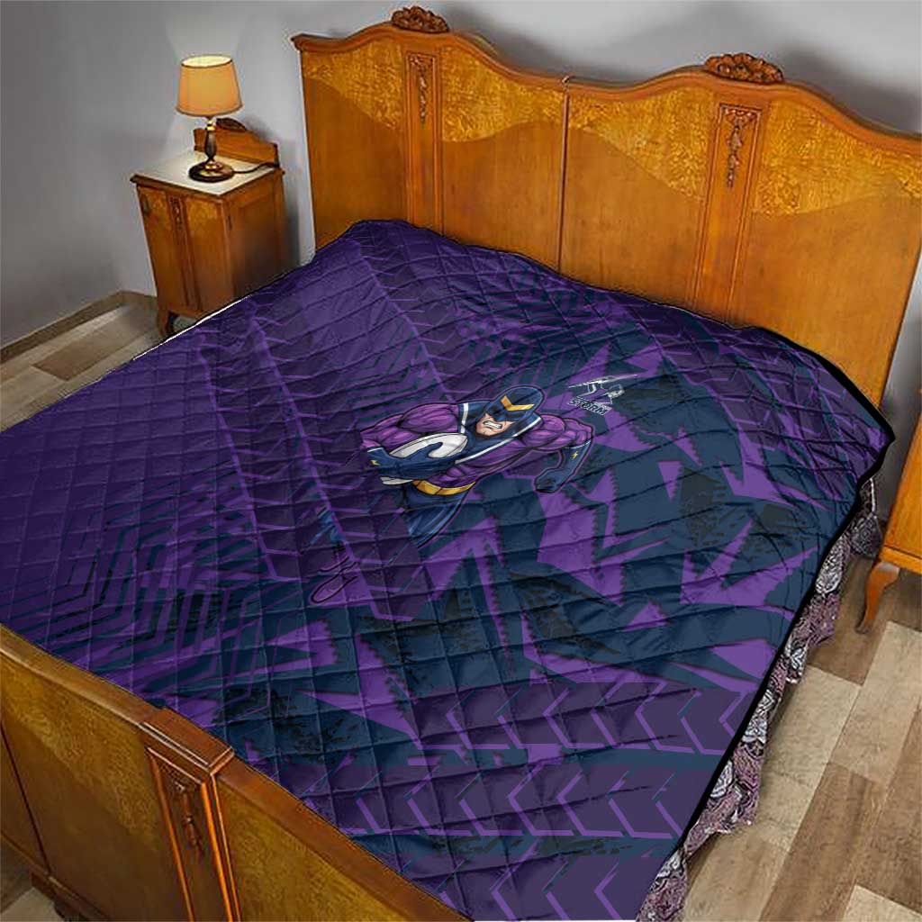 Melbourne Storm Rugby Quilt Fierce Mascot Geometric Tribal Art
