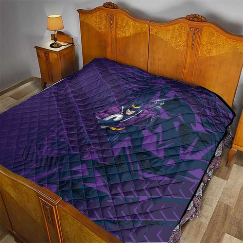 Melbourne Storm Rugby Quilt Fierce Mascot Geometric Tribal Art