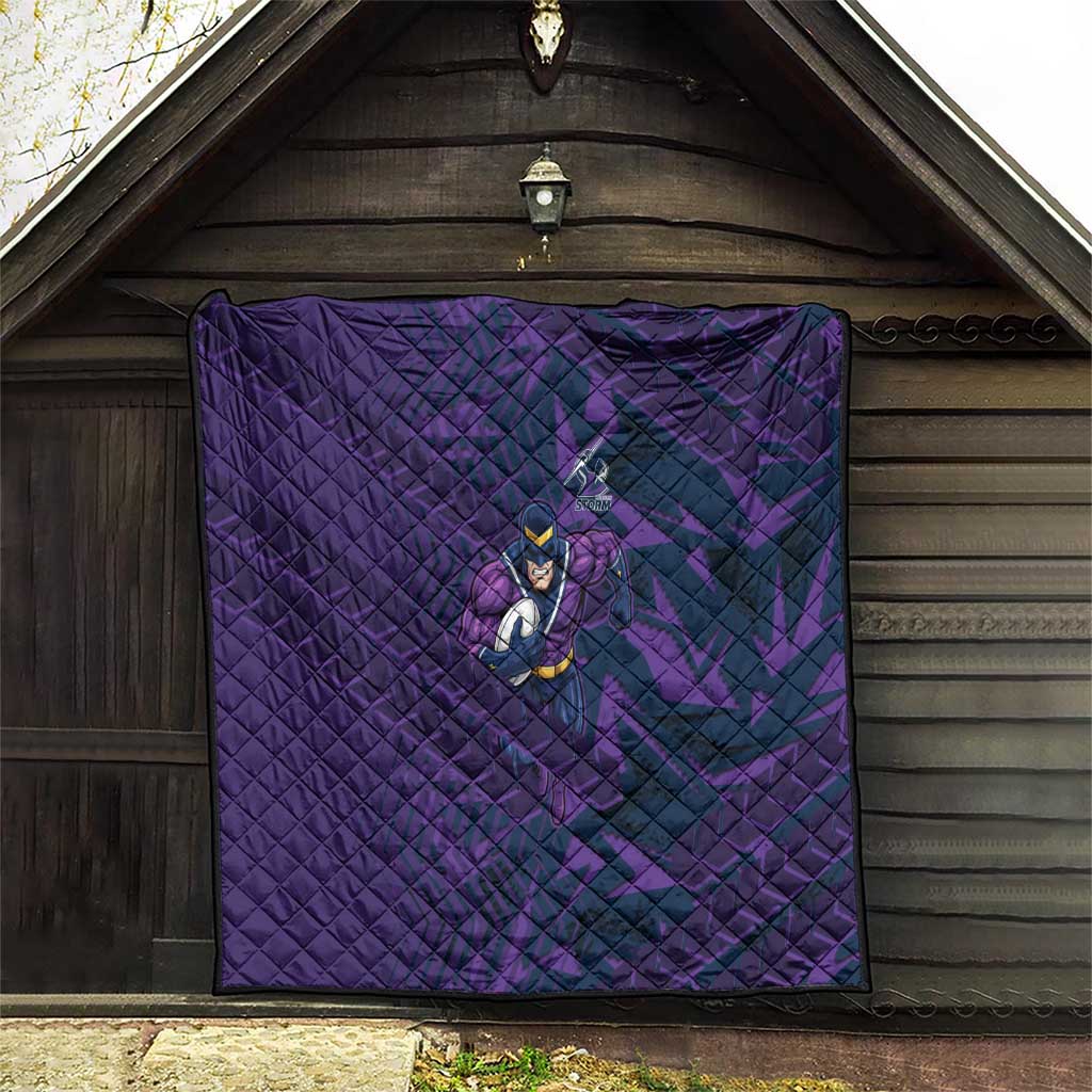 Melbourne Storm Rugby Quilt Fierce Mascot Geometric Tribal Art