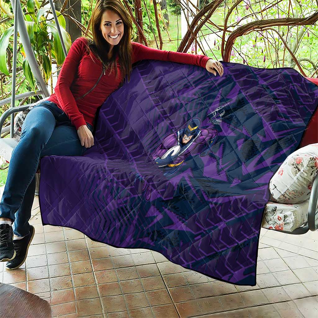 Melbourne Storm Rugby Quilt Fierce Mascot Geometric Tribal Art