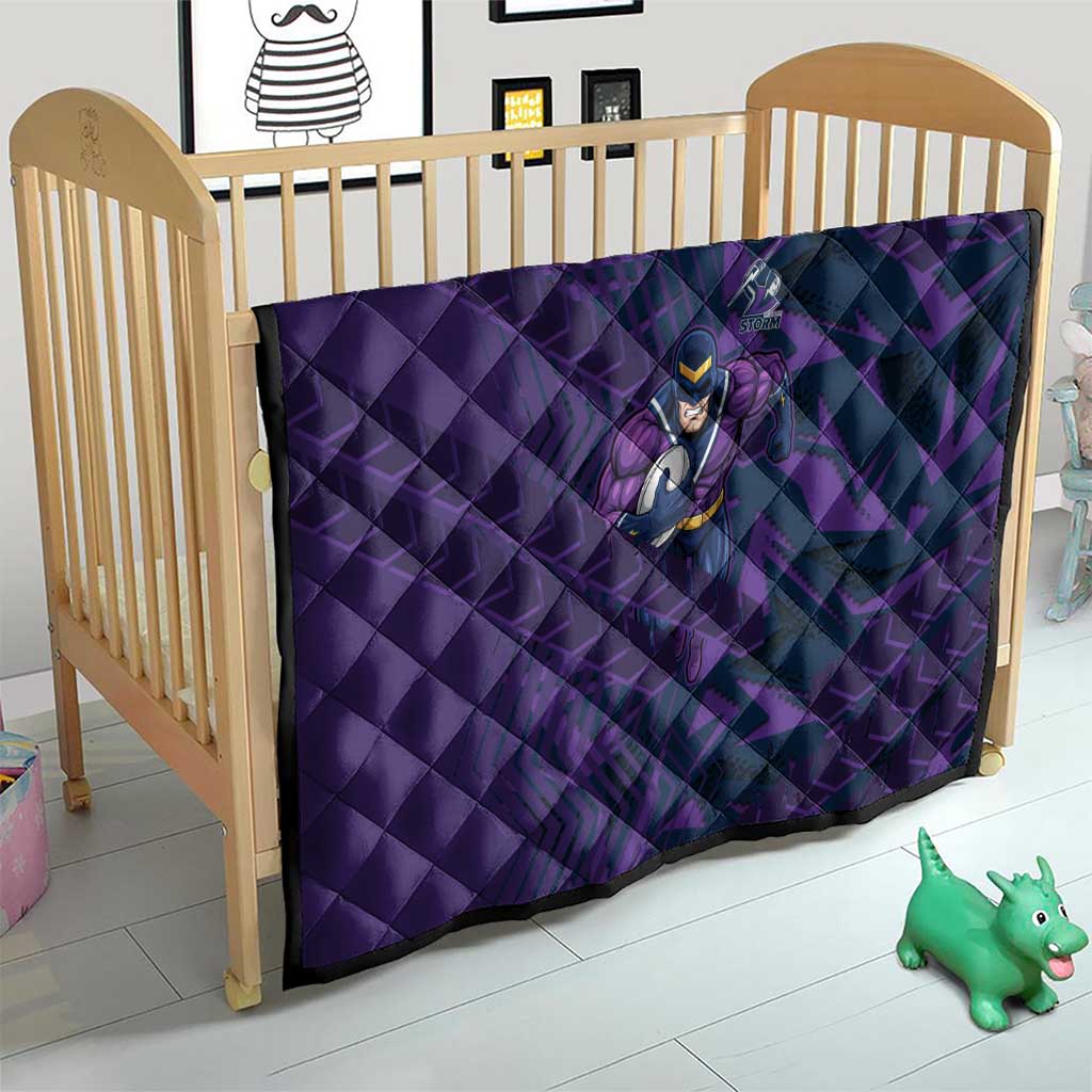 Melbourne Storm Rugby Quilt Fierce Mascot Geometric Tribal Art