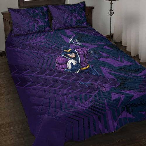 Melbourne Storm Rugby Quilt Bed Set Fierce Mascot Geometric Tribal Art