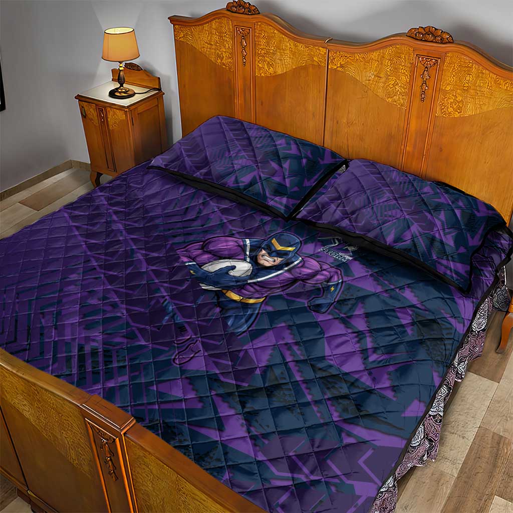 Melbourne Storm Rugby Quilt Bed Set Fierce Mascot Geometric Tribal Art