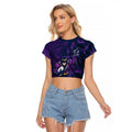 Melbourne Storm Rugby Raglan Cropped T Shirt Fierce Mascot Geometric Tribal Art