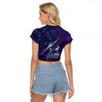 Melbourne Storm Rugby Raglan Cropped T Shirt Fierce Mascot Geometric Tribal Art