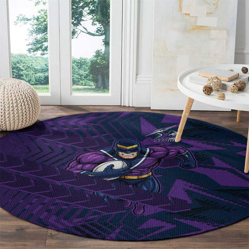 Melbourne Storm Rugby Round Carpet Fierce Mascot Geometric Tribal Art