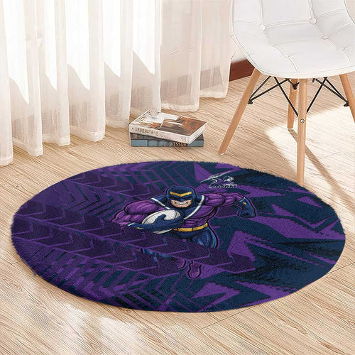 Melbourne Storm Rugby Round Carpet Fierce Mascot Geometric Tribal Art