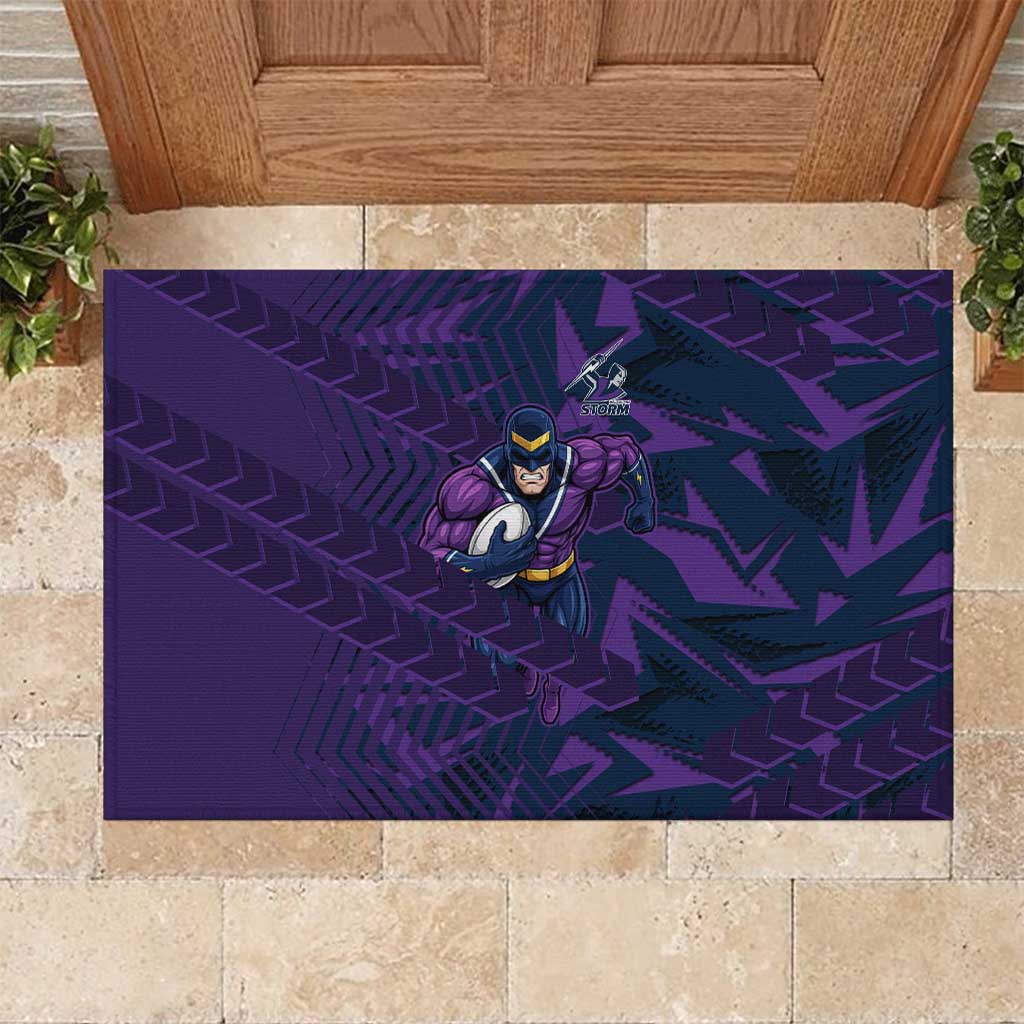 Melbourne Storm Rugby Rubber Doormat Fierce Mascot Geometric Tribal Art