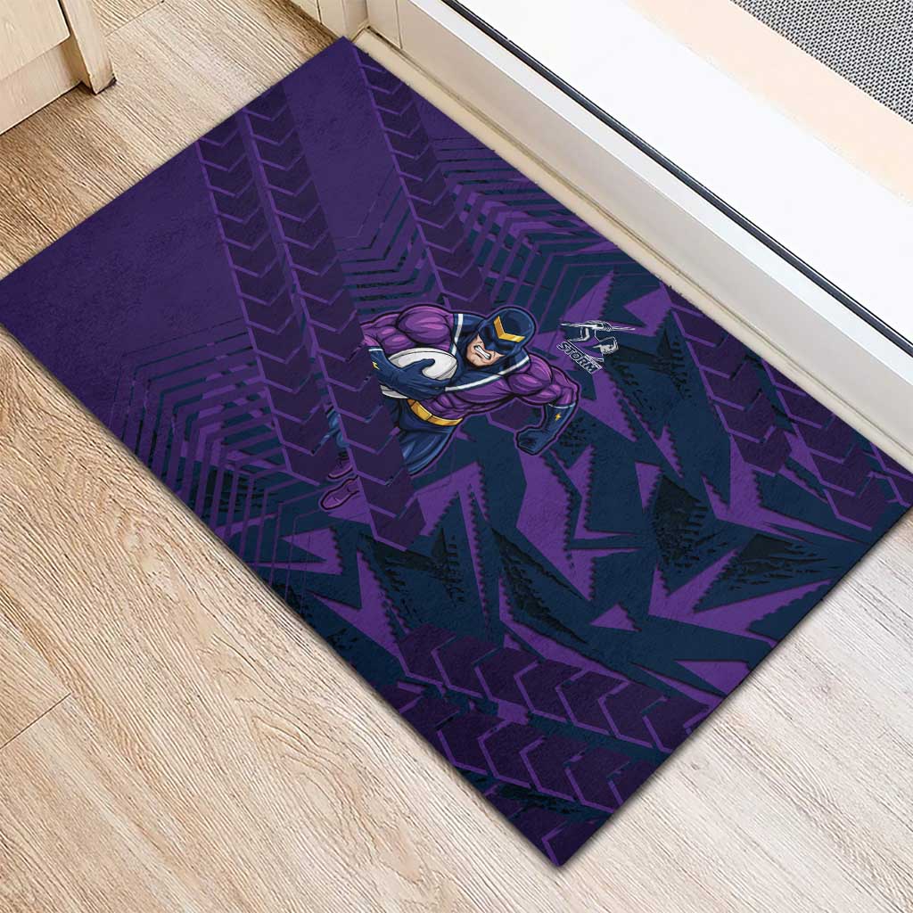Melbourne Storm Rugby Rubber Doormat Fierce Mascot Geometric Tribal Art