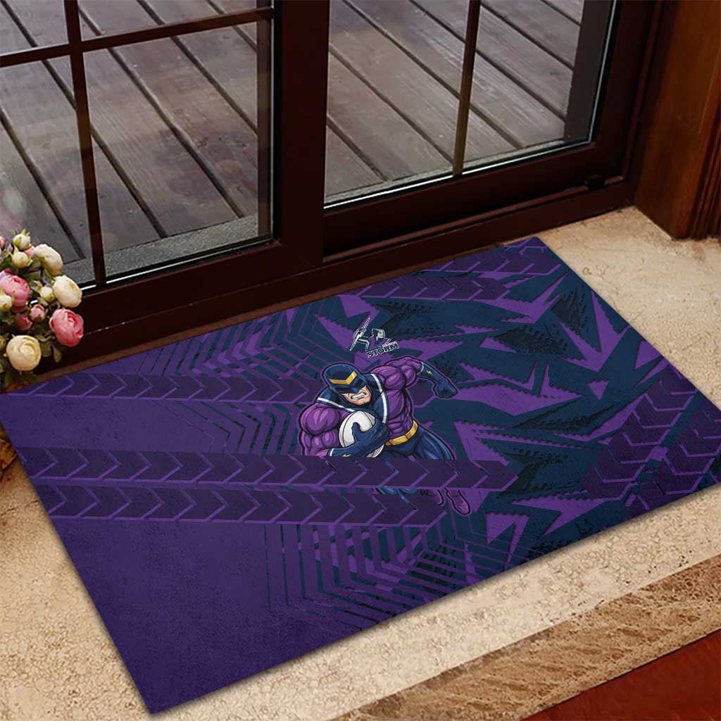 Melbourne Storm Rugby Rubber Doormat Fierce Mascot Geometric Tribal Art