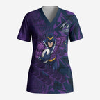 Melbourne Storm Rugby Scrub Top Fierce Mascot Geometric Tribal Art