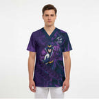 Melbourne Storm Rugby Scrub Top Fierce Mascot Geometric Tribal Art