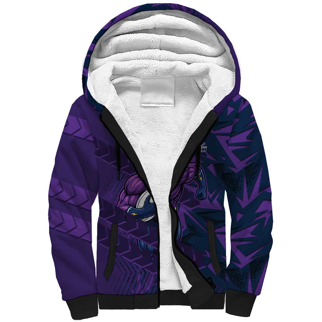 Melbourne Storm Rugby Sherpa Hoodie Fierce Mascot Geometric Tribal Art