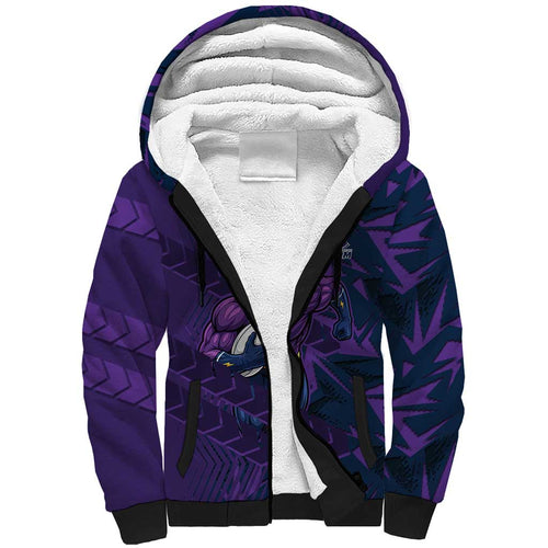 Melbourne Storm Rugby Sherpa Hoodie Fierce Mascot Geometric Tribal Art