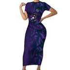 Melbourne Storm Rugby Short Sleeve Bodycon Dress Fierce Mascot Geometric Tribal Art