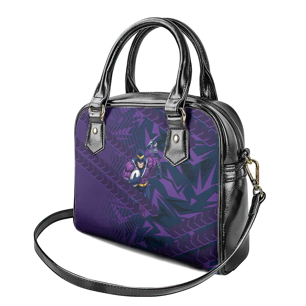 Melbourne Storm Rugby Shoulder Handbag Fierce Mascot Geometric Tribal Art