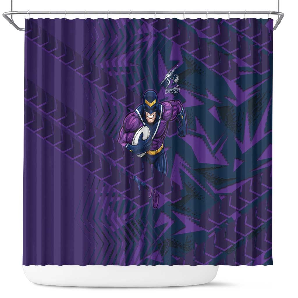 Melbourne Storm Rugby Shower Curtain Fierce Mascot Geometric Tribal Art