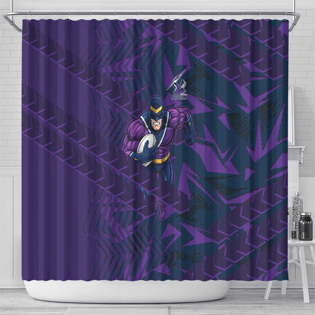 Melbourne Storm Rugby Shower Curtain Fierce Mascot Geometric Tribal Art
