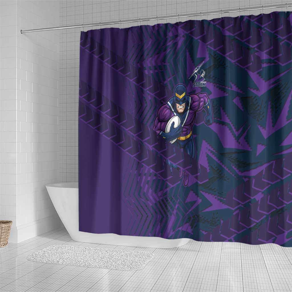 Melbourne Storm Rugby Shower Curtain Fierce Mascot Geometric Tribal Art