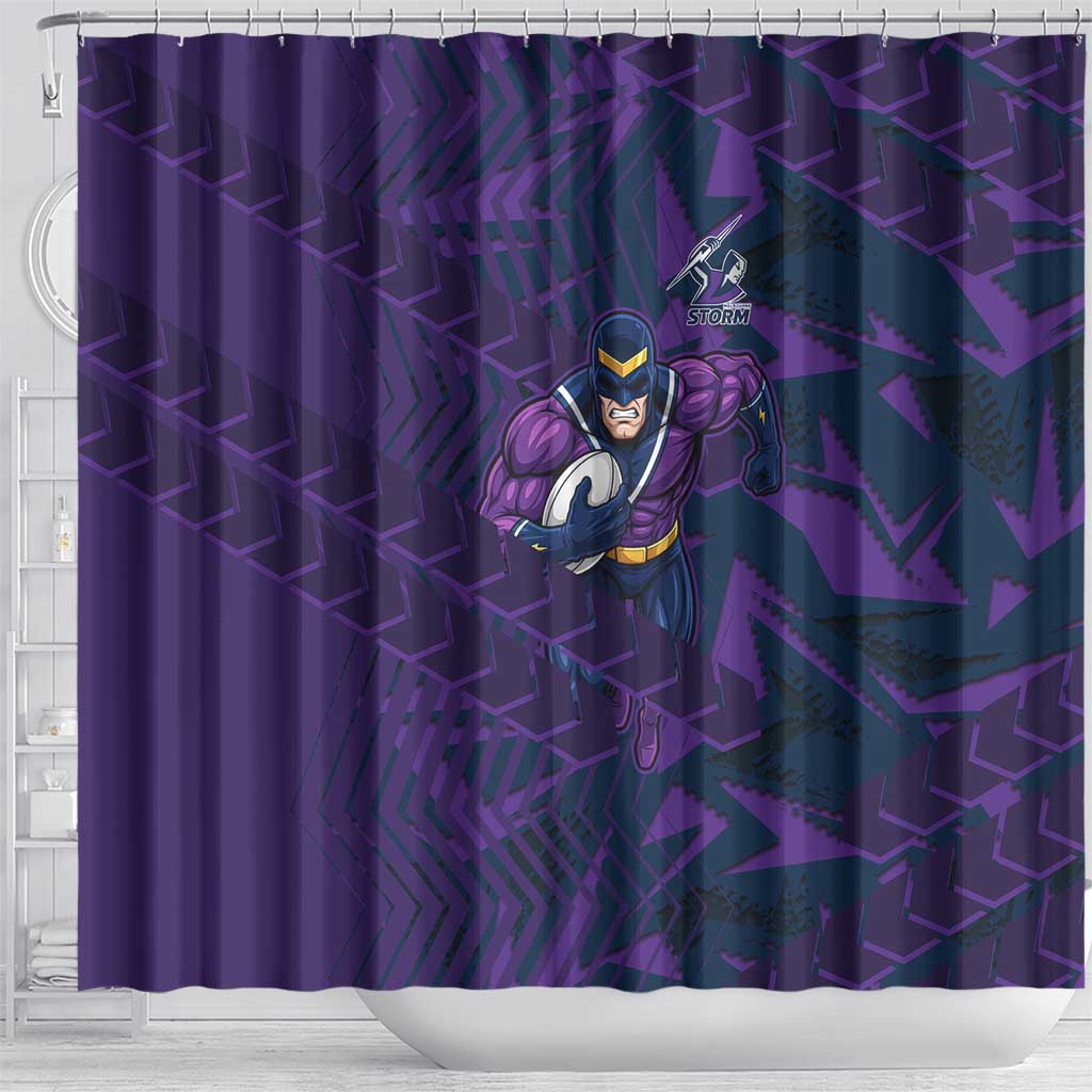 Melbourne Storm Rugby Shower Curtain Fierce Mascot Geometric Tribal Art