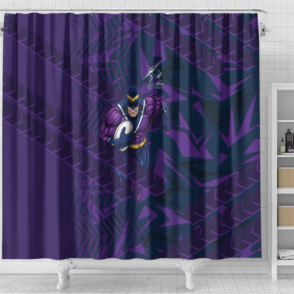 Melbourne Storm Rugby Shower Curtain Fierce Mascot Geometric Tribal Art