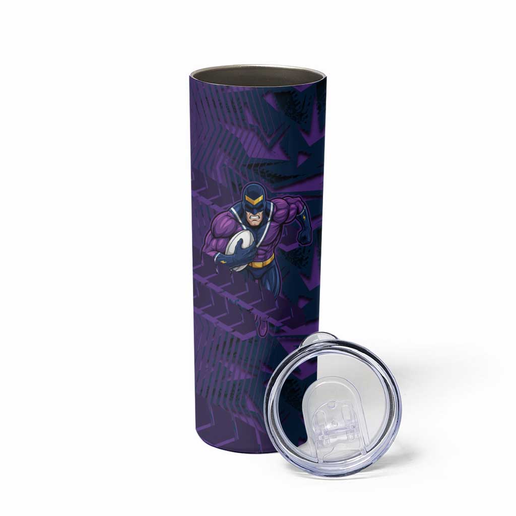 Melbourne Storm Rugby Skinny Tumbler Fierce Mascot Geometric Tribal Art