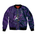 Melbourne Storm Rugby Sleeve Zip Bomber Jacket Fierce Mascot Geometric Tribal Art