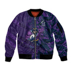 Melbourne Storm Rugby Sleeve Zip Bomber Jacket Fierce Mascot Geometric Tribal Art