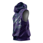 Melbourne Storm Rugby Sleeveless Hoodie Fierce Mascot Geometric Tribal Art