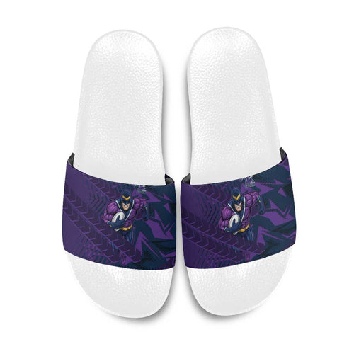 Melbourne Storm Rugby Slide Sandals Fierce Mascot Geometric Tribal Art