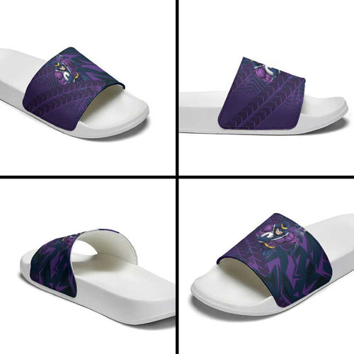 Melbourne Storm Rugby Slide Sandals Fierce Mascot Geometric Tribal Art
